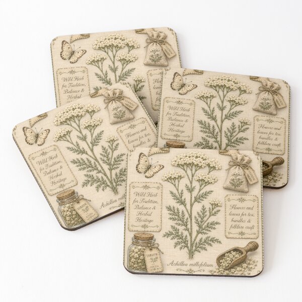 Item preview, Yarrow Vintage Embroidered Herbal Botanical Poster designed and sold by Drift Pattern Studio.
