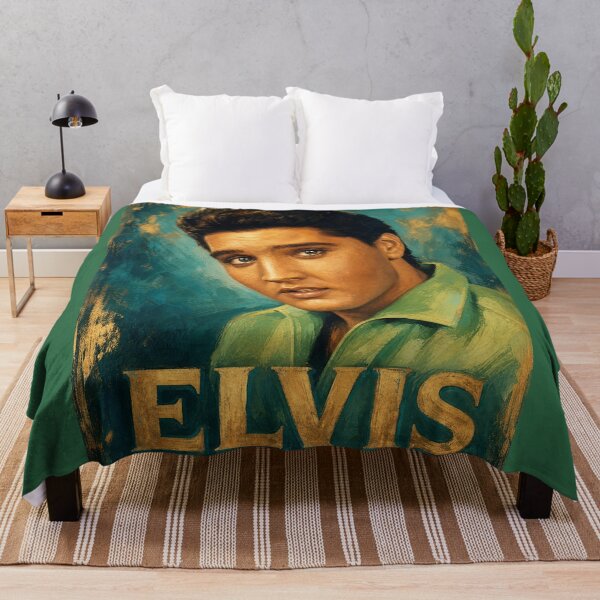 Item preview, Elvis Presley Classic Gold Vintage Oil Painting Portrait designed and sold by ElvisVintagePosters.