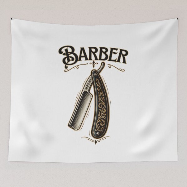 Item preview, Classic Barber Script Straight Razor Vintage Design designed and sold by Barber MD Culture.