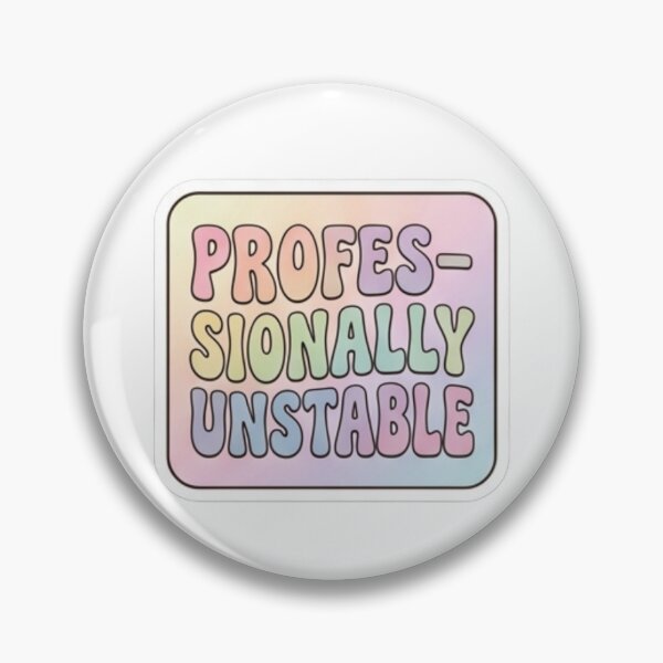 Item preview, "Professionally Unstable" – Bold Y2K pastel outline typography. designed and sold by littleearty.