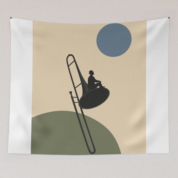 Item preview, Minimalist Trombone Silhouette Print | Mid-Century Modern Jazz Art | Bauhaus Music Print | Abstract Musician Illustration designed and sold by Studio pod Burom.