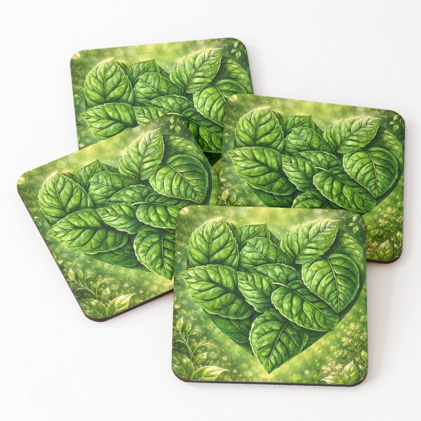 Item preview, Hearts 41 - Green Leaf Heart in Sunlit Forest designed and sold by NikaNavi.