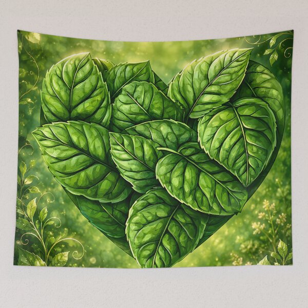 Item preview, Hearts 41 - Green Leaf Heart in Sunlit Forest designed and sold by NikaNavi.