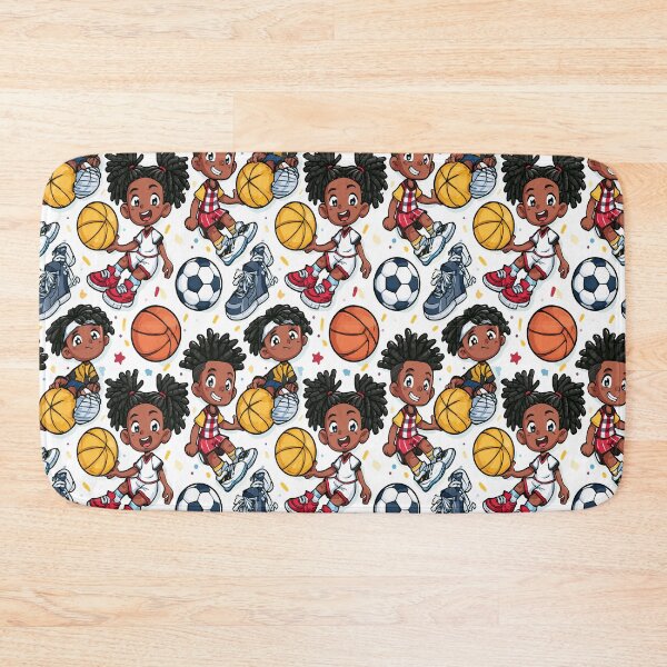 Item preview, Athletic Kids Sports And Locs Print Pattern designed and sold by RichardRags.