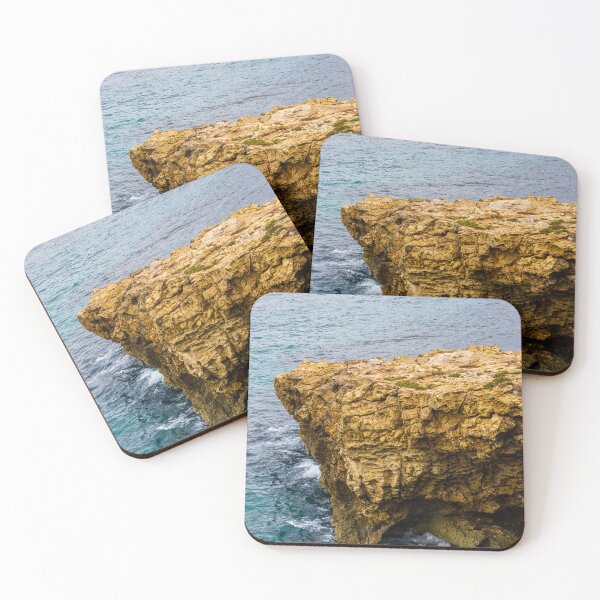 Item preview, Rocky Coastal Cliff Over Turquoise Ocean Waves With Eroded Limestone Seascape designed and sold by Nmallia.