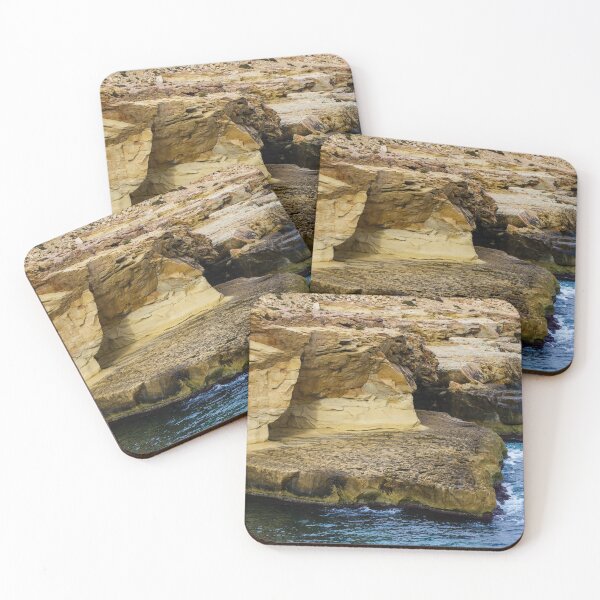 Item preview, Rocky Coastal Cliff Over Turquoise Ocean Waves With Eroded Limestone Seascape designed and sold by Nmallia.