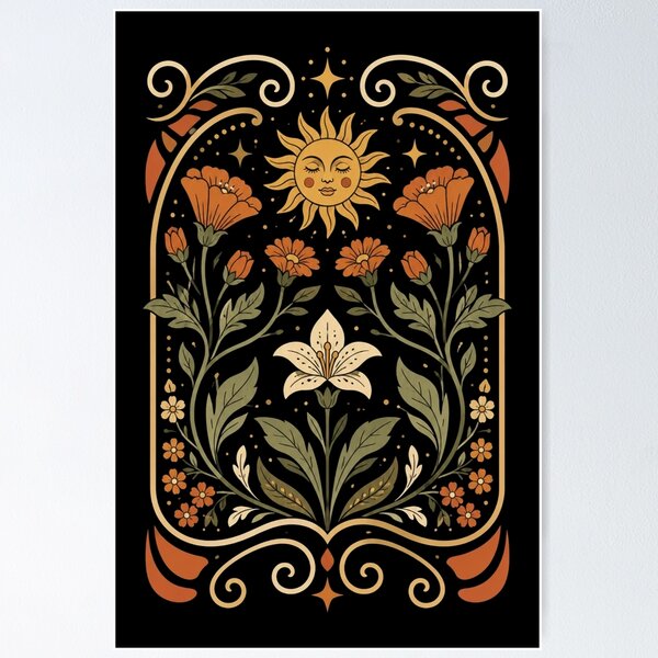Item preview, Celestial Sun and Wildflower Art Botanical designed and sold by Quiajia.