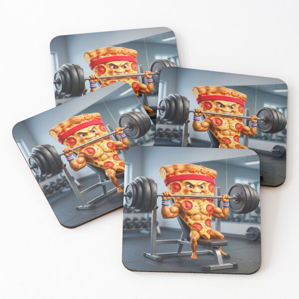 Item preview, Lifting Pizza Slice Bench Pressing - Funny Gym Pepperoni Pizza Character designed and sold by INVIKETOS.