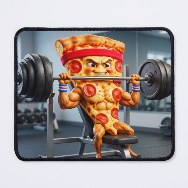 Item preview, Lifting Pizza Slice Bench Pressing - Funny Gym Pepperoni Pizza Character designed and sold by INVIKETOS.