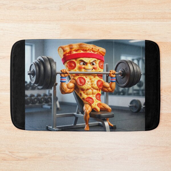 Item preview, Lifting Pizza Slice Bench Pressing - Funny Gym Pepperoni Pizza Character designed and sold by INVIKETOS.