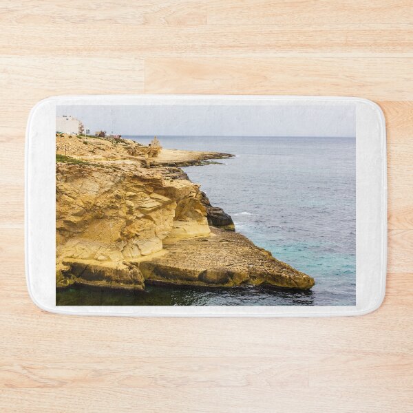 Item preview, Rocky Coastal Cliff Over Turquoise Ocean Waves With Eroded Limestone Seascape designed and sold by Nmallia.