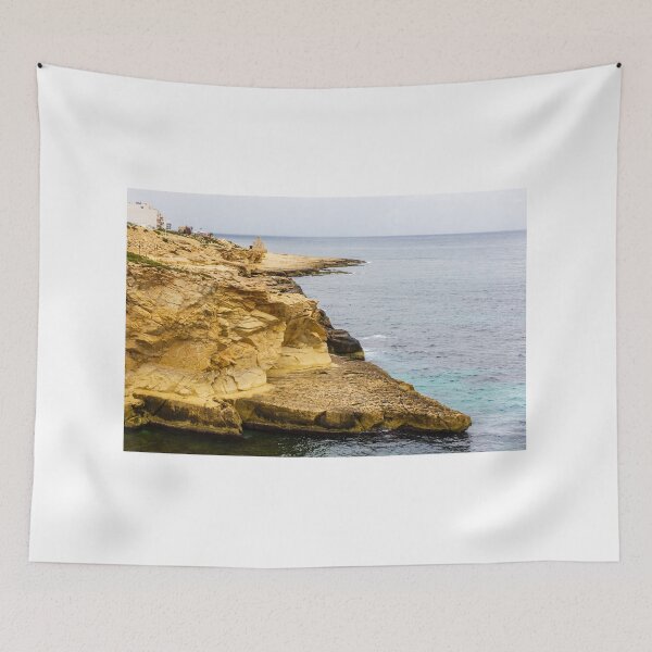 Item preview, Rocky Coastal Cliff Over Turquoise Ocean Waves With Eroded Limestone Seascape designed and sold by Nmallia.