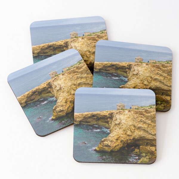 Item preview, Rocky Coastal Cliff Over Turquoise Ocean Waves With Eroded Limestone Seascape designed and sold by Nmallia.
