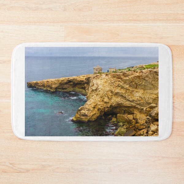 Item preview, Rocky Coastal Cliff Over Turquoise Ocean Waves With Eroded Limestone Seascape designed and sold by Nmallia.