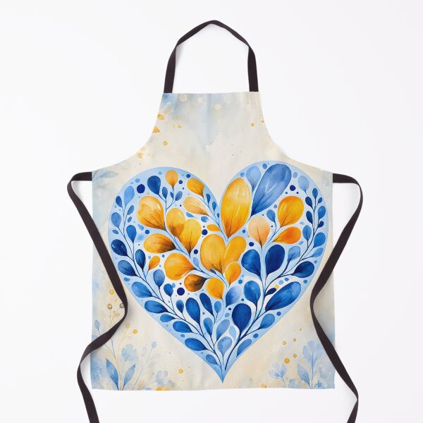 Item preview, Hearts 42 - Blue and Orange Watercolor Botanical Heart designed and sold by NikaNavi.