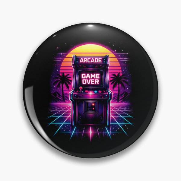 Artikelvorschau, Retro-Arcade-Spielautomat im Synthwave-Stil | Neonfarbener 80er-Jahre-Vaporwave-Spielautomat | Cyber-Wave-Gamer-Grafik entworfen und verkauft von LuxeBuzz.