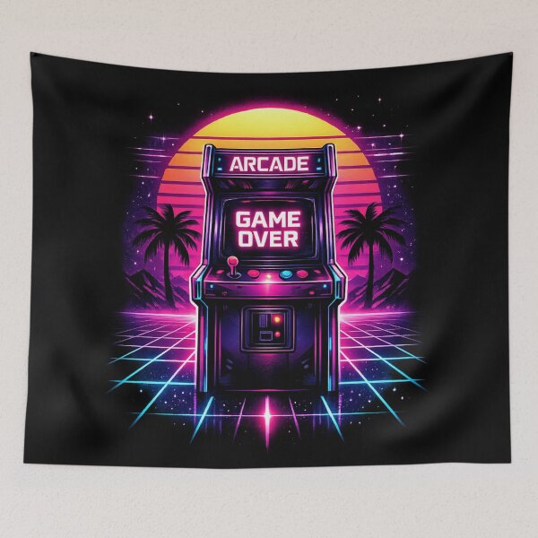 Item preview, Retro Arcade Game Over Synthwave | Neon 80s Vaporwave Gaming Cabinet | Cyber Wave Gamer Graphic designed and sold by LuxeBuzz.