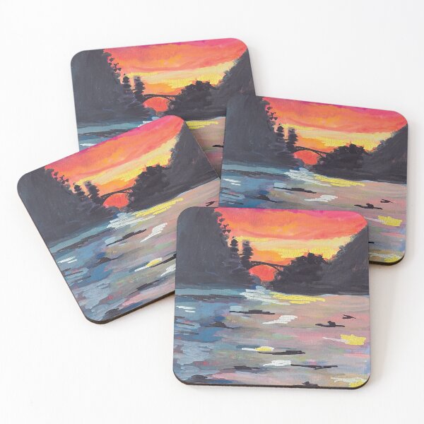 Item preview, Sunset Over the River Landscape Art Print designed and sold by TheArtyHarpy.