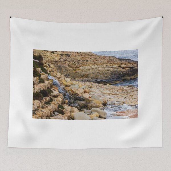 Item preview, Rocky Coastal Cliff Over Turquoise Ocean Waves With Eroded Limestone Seascape designed and sold by Nmallia.