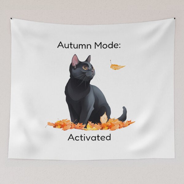 Item preview, Black cat in autumn mode designed and sold by NorthNook.