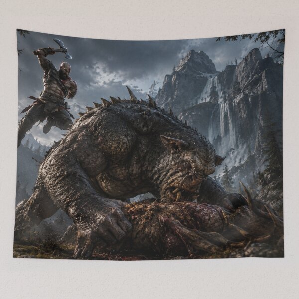Item preview, Kratos Ambushes an Unaware Beast designed and sold by MKDSN.