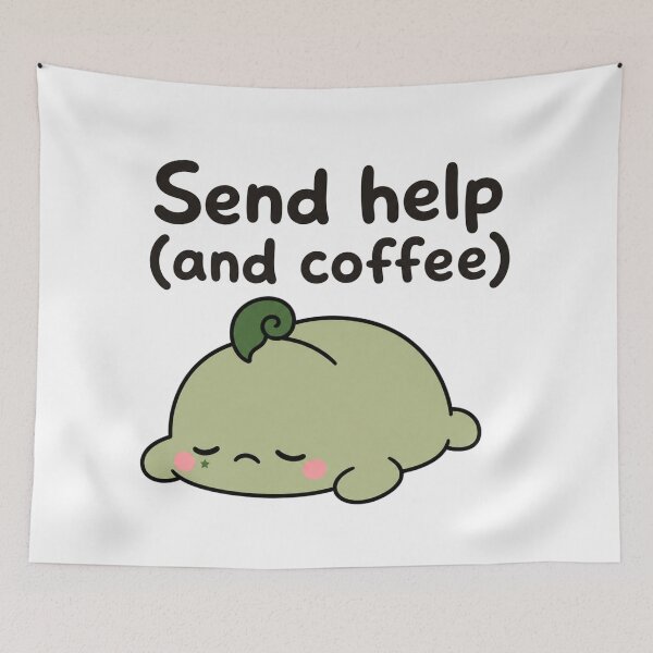 Item preview, Send Help And Coffee Funny Mascot designed and sold by srinig.