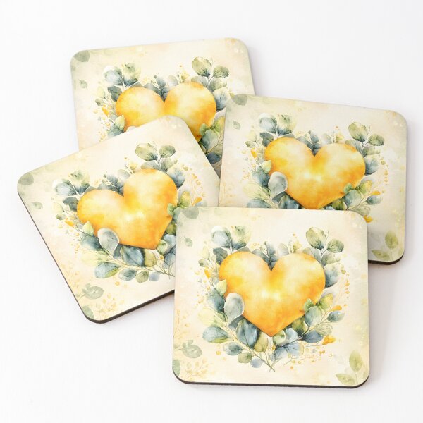 Item preview, Hearts 43 - Yellow Heart Watercolor designed and sold by NikaNavi.