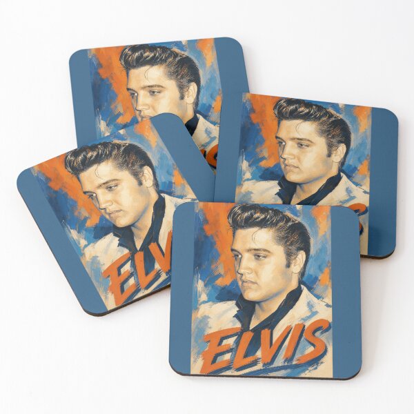 Item preview, Elvis Presley Modern Impressionist Blue and Orange Portrait designed and sold by ElvisVintagePosters.