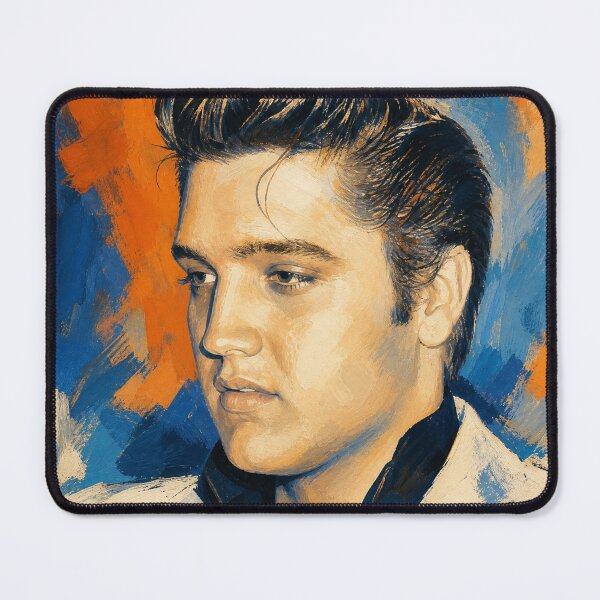 Item preview, Elvis Presley Modern Impressionist Blue and Orange Portrait designed and sold by ElvisVintagePosters.