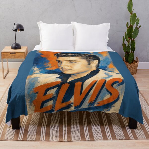 Item preview, Elvis Presley Modern Impressionist Blue and Orange Portrait designed and sold by ElvisVintagePosters.