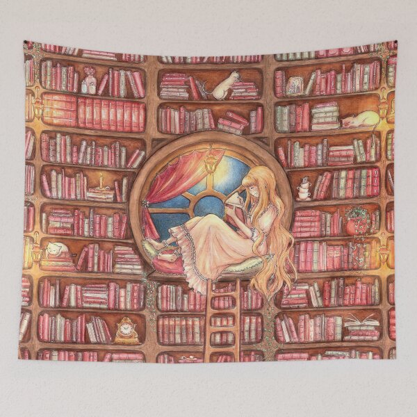 Item preview, Book nook - Book lover girl reading in a library designed and sold by Denise, Denisn't.
