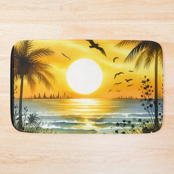 Item preview, Tropical Sunset Beach – Vibrant Watercolor Paradise Art designed and sold by Rocket&Stars.