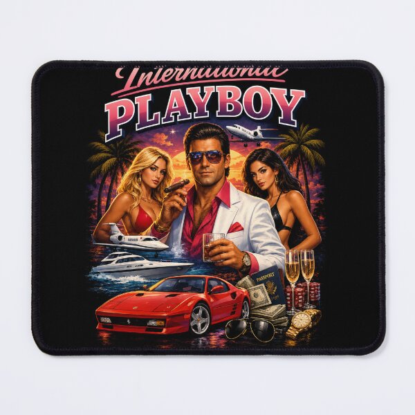 Item preview, International Playboy – Retro 80s Luxury Lifestyle Vintage Graphic T-Shirt designed and sold by INVIKETOS.