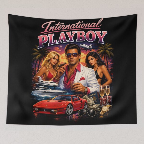 Item preview, International Playboy – Retro 80s Luxury Lifestyle Vintage Graphic T-Shirt designed and sold by INVIKETOS.