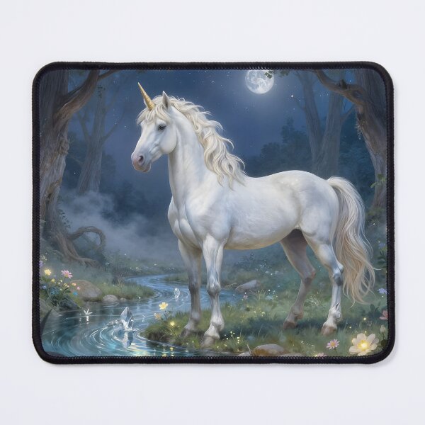 Item preview, Moonlit Unicorn Standing Alongside a Crystal Stream designed and sold by Fanta-sticky.