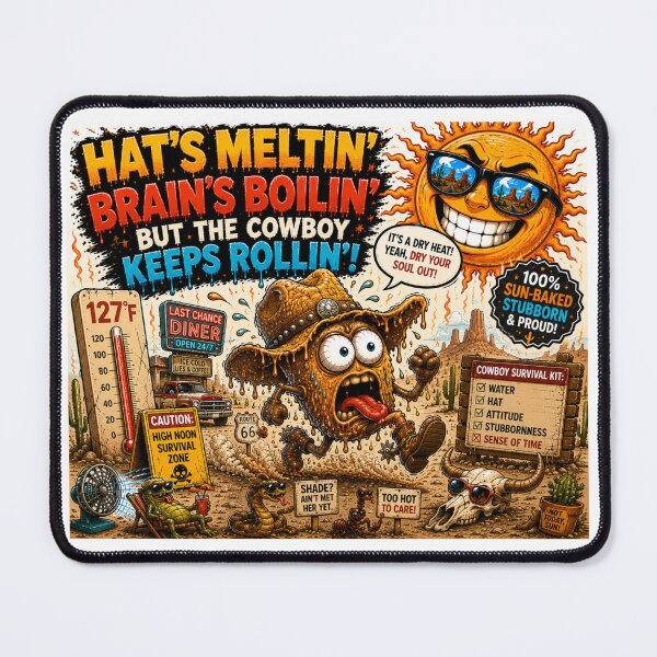 Item preview, Hat's Meltin', Brain's Boilin' | Funny Cowboy Heatwave Graphic Tee designed and sold by rocknrollstyles.