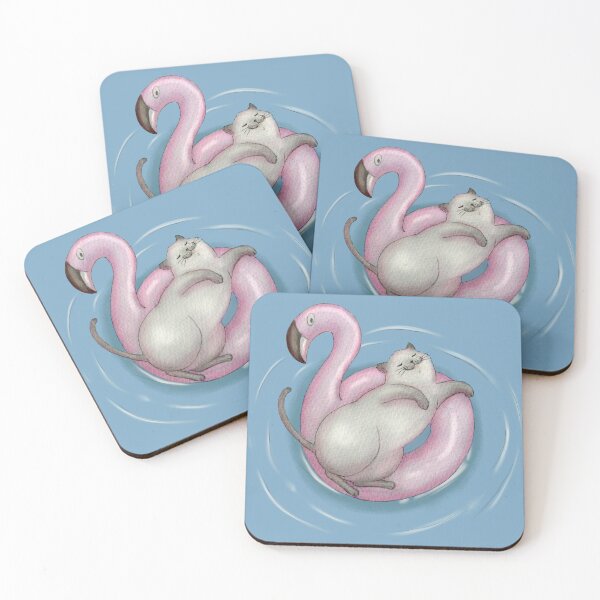 Item preview, Summer Cat on Flamingo  designed and sold by Denise, Denisn't.
