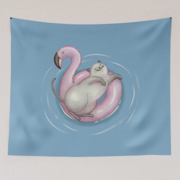 Item preview, Summer Cat on Flamingo  designed and sold by Denise, Denisn't.