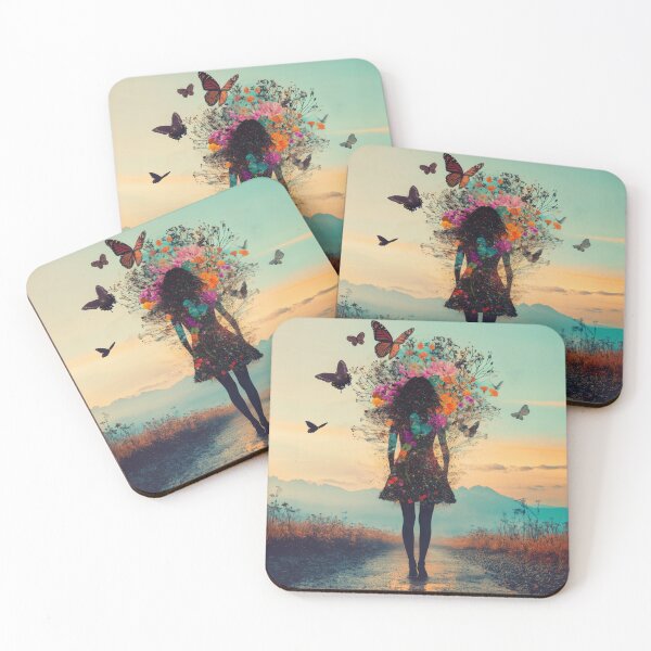 Item preview, Vintage Girl Silhouette Made of Flowers and Butterflies  designed and sold by Soft Oddity.