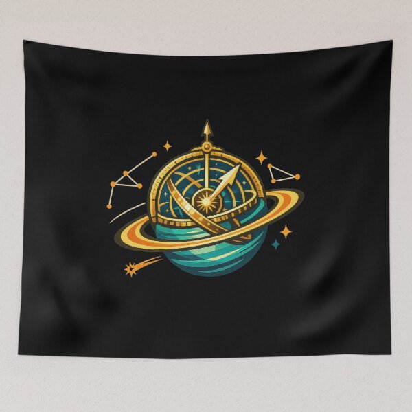 Item preview, Celestial Compass Ringed Planet Astronomy Art  designed and sold by Sketchlegacy.