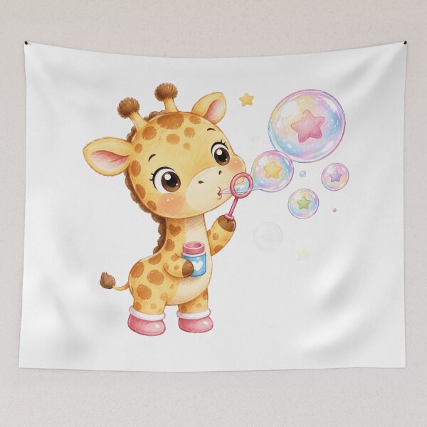 Item preview, Cute Baby Giraffe Blowing Bubbles designed and sold by ToonyTeez.