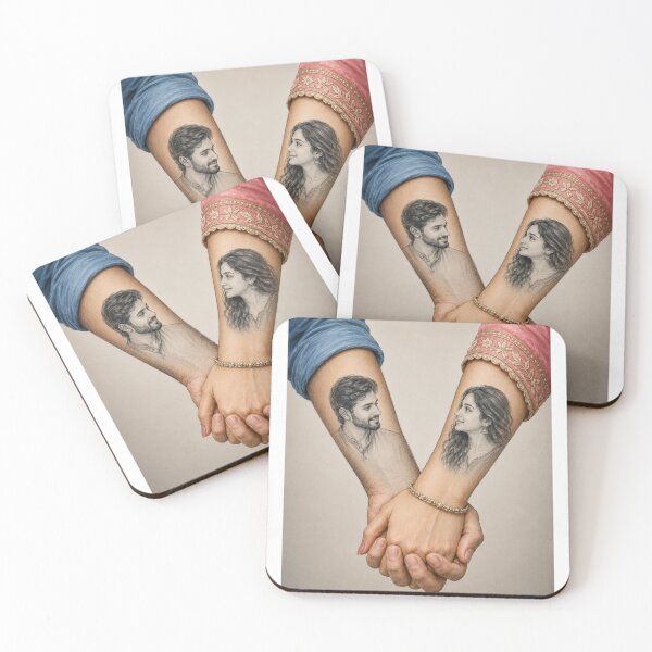 Item preview, Couple Holding Hands Sketch | Romantic Pencil Portrait Line Art Sticker designed and sold by Arts121.
