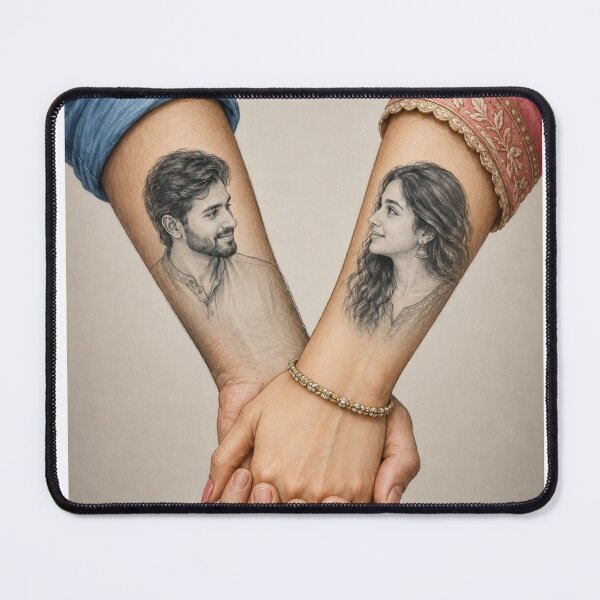 Item preview, Couple Holding Hands Sketch | Romantic Pencil Portrait Line Art Sticker designed and sold by Arts121.