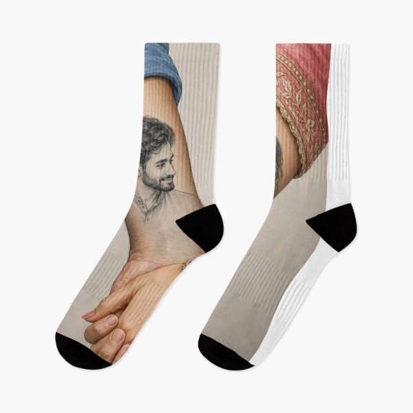 Item preview, Couple Holding Hands Sketch | Romantic Pencil Portrait Line Art Sticker designed and sold by Arts121.