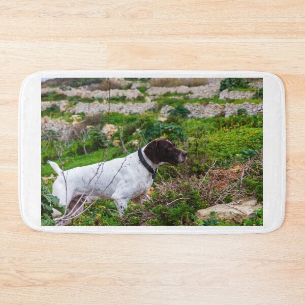 Item preview,  White And Brown Pointer Dog Poised And Alert In Rocky Green Field During Hunt designed and sold by Nmallia.
