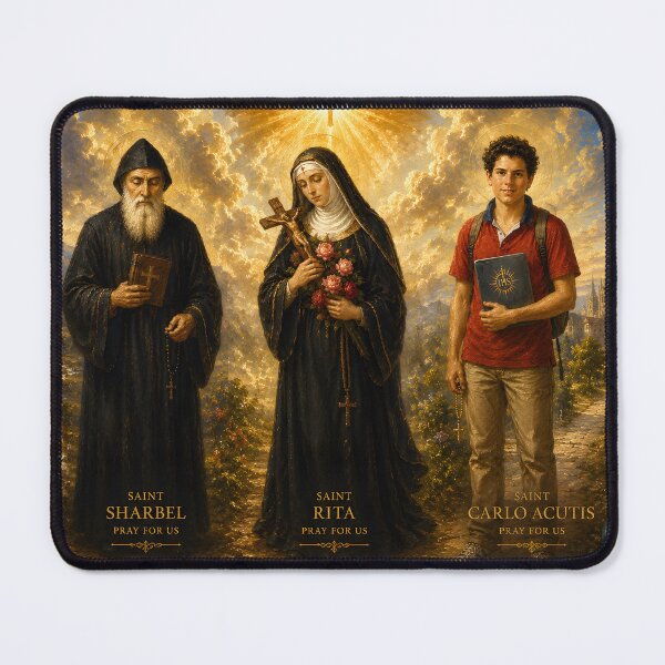 Item preview, Saint Sharbel, Saint Rita, and Saint Carlo Acutis paint. designed and sold by AEMK57.