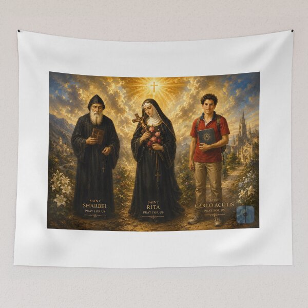 Item preview, Saint Sharbel, Saint Rita, and Saint Carlo Acutis paint. designed and sold by AEMK57.