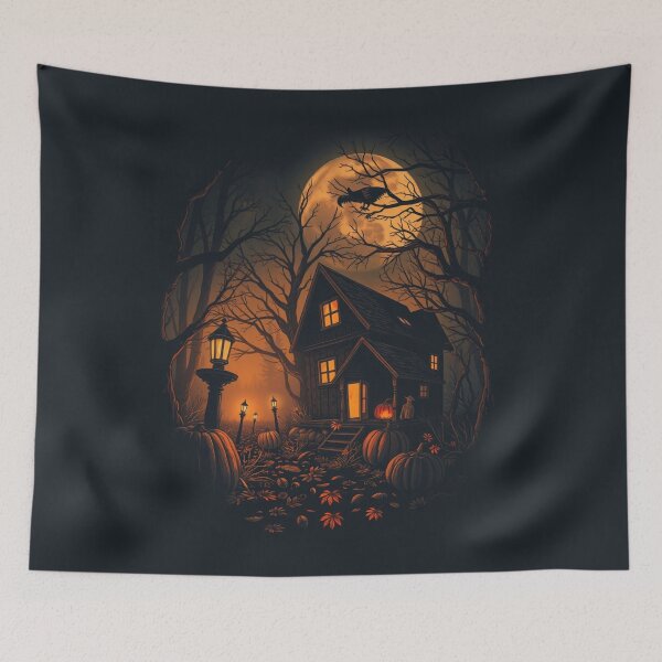 Item preview, Vintage Haunted Cabin Pumpkin Halloween designed and sold by ERODED SELF.