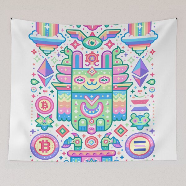 Item preview, Whimsical Crypto Totem Spirit Rainbow Art designed and sold by Romgora.