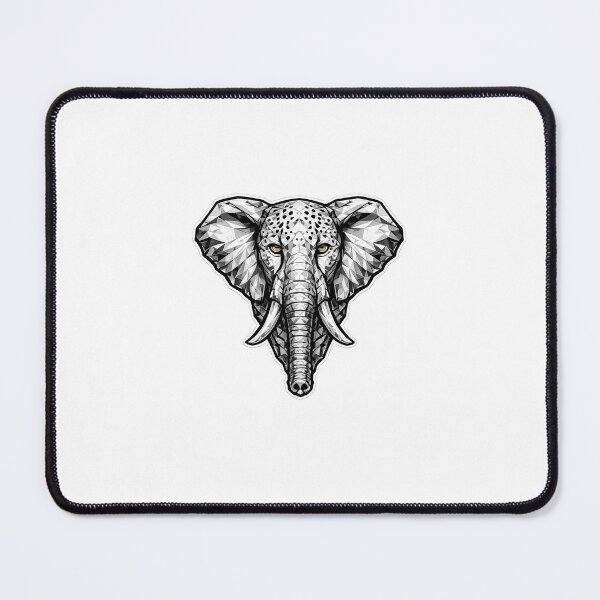 Item preview, Geometric African Elephant Head | Low Poly Wildlife Vector | Black & White Elephant Sticker designed and sold by DesertInkArt.